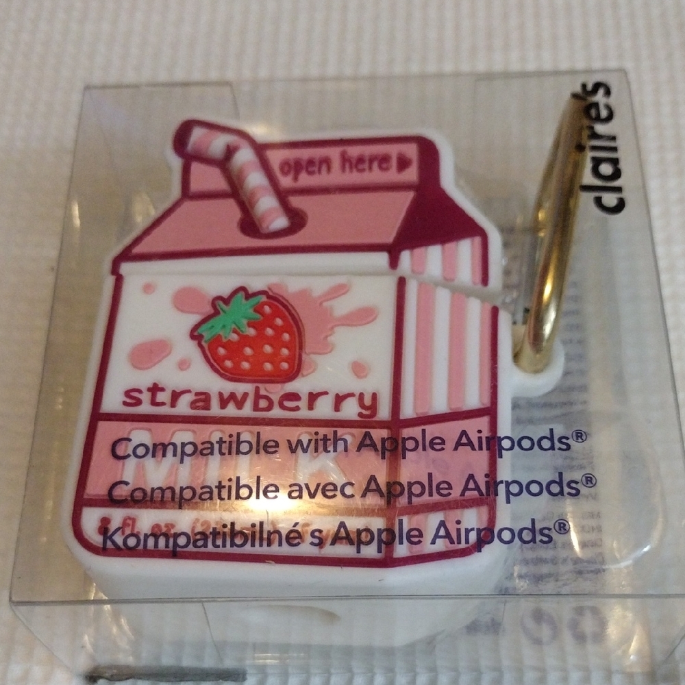 Claire's Pink Strawberry Milk,Apple AirPods Case